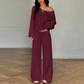 Women's Off-Shoulder Top &  Pants 2-Piece Outfit