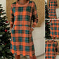 Relaxed Fit Plaid Shift Dress with Pockets