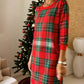 Relaxed Fit Plaid Shift Dress with Pockets