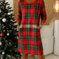 Relaxed Fit Plaid Shift Dress with Pockets
