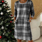 Relaxed Fit Plaid Shift Dress with Pockets