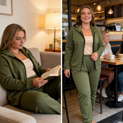 Värmefodrad träningsoverall med huva för damer