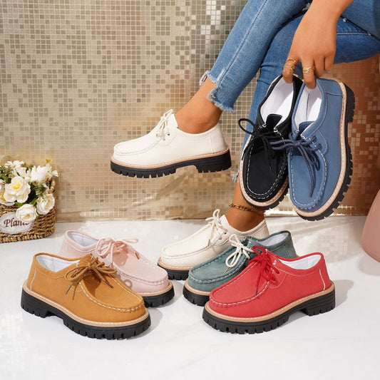 Kvinnors chunky plattformsskor med snörning