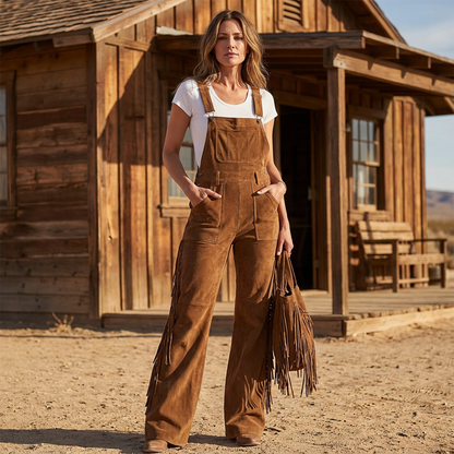 Retro western-overall i mocka med fransar