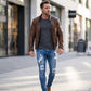 Stilsnygga slitna skinny jeans för män