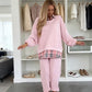 Plaid Patchwork Sweatshirt & Pants Set