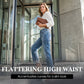 Stretchjeans med hög midja och raka ben för damer