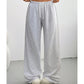 Casual sweatpants för damer med vid ben och dragsko