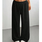 Casual sweatpants för damer med vid ben och dragsko