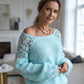 🧶Virkningskonst: Feminin kofta med spetsmuddar som utstrålar elegans och sofistikation🥂