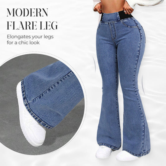 🔥🎁Nyhet 50 % RABATT🔥Högmidjade stretchiga flare-jeans för damer