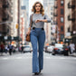 🔥🎁Nyhet 50 % RABATT🔥Högmidjade stretchiga flare-jeans för damer