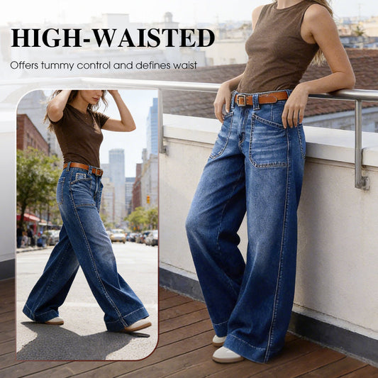 👖Nyhet – Heta rea – 56 % RABATT🔥🥳Över 50 000 sålda!💥Högmidjade jeans med vida ben för kvinnor