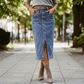👗 60% RABATT! ⏳ Högmidjad Denimkjol med Knappar Fram – Klädsam A-linje, Justerbar passform & Klassisk stil 💙