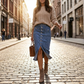 👗 60% RABATT! ⏳ Högmidjad Denimkjol med Knappar Fram – Klädsam A-linje, Justerbar passform & Klassisk stil 💙