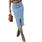 👗 60% RABATT! ⏳ Högmidjad Denimkjol med Knappar Fram – Klädsam A-linje, Justerbar passform & Klassisk stil 💙