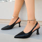 Eleganta spetsiga slingback-skor med låg klack
