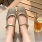 👡✨ 53% RABATT! | Vävda Mary Jane-mules med Fyrkantig Tå – Andningsbar, Bekväm & Trendig!