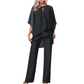 🎉Elegant tvådelat set: blus med asymmetrisk fåll och vida byxor