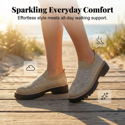 Dammodiga, glittrande loafers med strass och bekväm passform