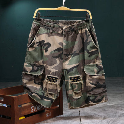 🎁 2026 Nyheter 50% RABATT 💥 Herrars nitar kamouflage cargo shorts – rivna, multifickor och resår i midjan – tuffa streetwear cargo shorts 🛹