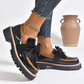 Eleganta loafers med rosett och tjock klack för damer