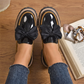 Eleganta loafers med rosett och tjock klack för damer