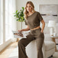 👗 50% RABATT! 🔥 2-delat set med axelbar topp & vida byxor för dam – Flödande & svalt – Perfekt för sommar, bröllop eller fest – bekväm och elegant ✨🌸