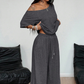👗 50% RABATT! 🔥 2-delat set med axelbar topp & vida byxor för dam – Flödande & svalt – Perfekt för sommar, bröllop eller fest – bekväm och elegant ✨🌸