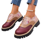 Damskor i brogue-stil med blommönster och platåsula