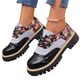 Damskor i brogue-stil med blommönster och platåsula
