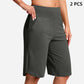 Yogashorts för damer med hög midja och fickor