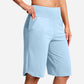 Yogashorts för damer med hög midja och fickor