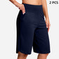 Yogashorts för damer med hög midja och fickor