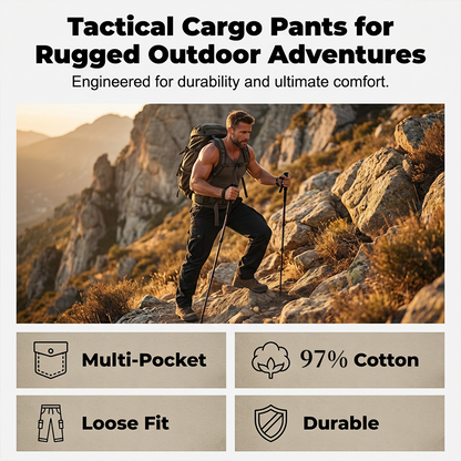 👖50% RABATT NU! 🛠️ Taktiska cargo-byxor i bomull – många fickor, förstärkta sömmar & justerbar midja 👖