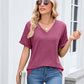👚 50% RABATT! 🌸 Dam V-ringad Kortärmad Casual T-shirt – Andningsbar, Lätt & Perfekt För En Avslappnad Sommarlook ☀️