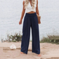👖🌿Dammbyxor i linne- och bomullsblandning med resår i midjan och vid ben