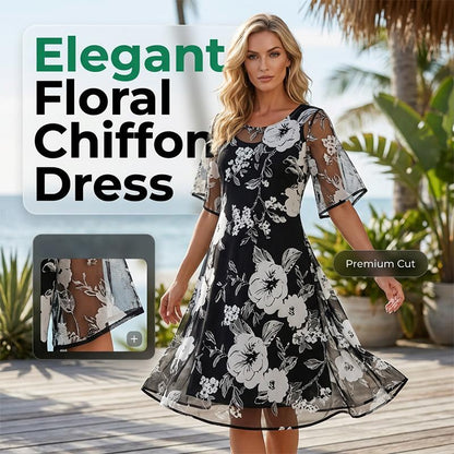 💃🌸 50 % RABATT ✨ Elegant chiffongklänning med blommönster för damer – lätt, flödande och feminin 💫