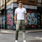 Slim fit-jeans för män med tonad effekt och slitningar