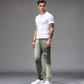 Slim fit-jeans för män med tonad effekt och slitningar