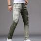 Slim fit-jeans för män med tonad effekt och slitningar
