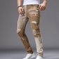 Slim fit-jeans för män med tonad effekt och slitningar