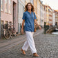 📢📢40 % RABATT !! ⏰Andningsbar casual-top i denimlook för dam