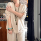 ✨👗Avslappnad elegans: Bekvämt loungewear-set för damer med upprullningsbara ärmar