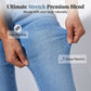 Jeans med hög midja och utsvängda ben i stretch för dam