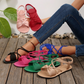 🎁 Heta sommarerbjudanden - 50% rabatt! 🔥Dam Sandaler med Korsande Remmar och Platt Sula