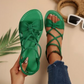 🎁 Heta sommarerbjudanden - 50% rabatt! 🔥Dam Sandaler med Korsande Remmar och Platt Sula