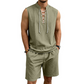 🧵 BEGRÄNSAD TID 50 % RABATT! ✨ Herr ärmlös set i linne – topp & shorts med snörning, 7 färger ☀️