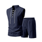🧵 BEGRÄNSAD TID 50 % RABATT! ✨ Herr ärmlös set i linne – topp & shorts med snörning, 7 färger ☀️