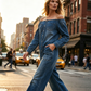 👖 50% RABATT NU!🌸 Axelbandslös denimjumpsuit med vida ben – Avslappnad stil, luftig passform och perfekt för sommar och semester
